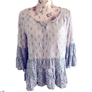 Mudd Dip Dye Bell Sleeve Blouse(100)